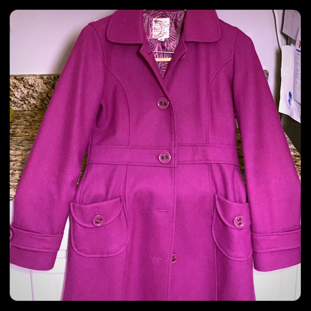 Beautiful magenta wool pea coat